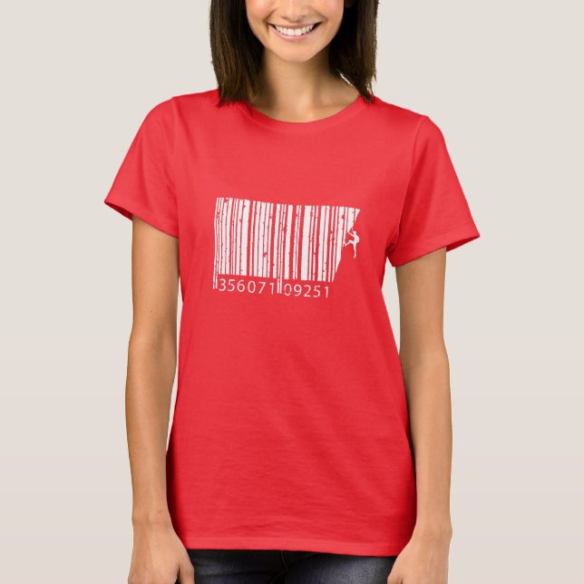 Cool Mountain Climber Man Colourful Barcode T-Shirt (Front)