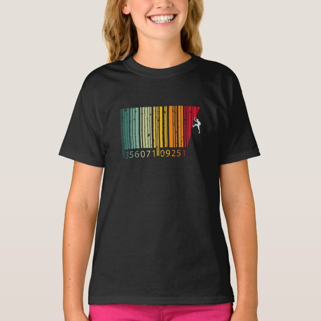 Cool Mountain Climber Man Colourful Barcode T-Shirt (Front)
