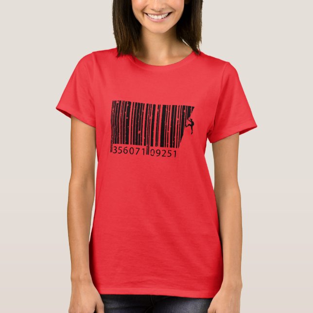 Cool Mountain Climber Man Colourful Barcode T-Shirt (Front)