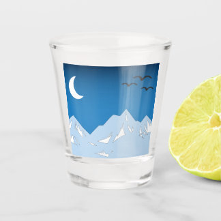 Cool Mountain range night sky Shot Glass