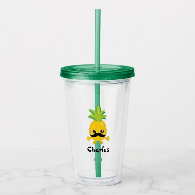 Cool Moustache Acrylic Tumbler (Front)