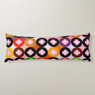 Cool Multi Coloured Circles & Pink Clovers Body Cushion