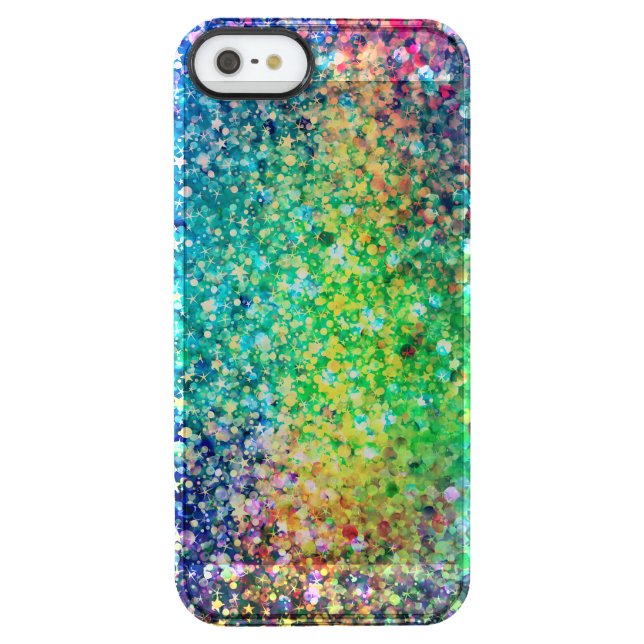 Cool Multicolor Retro Glitter & Sparkles Pattern Uncommon iPhone Case (Back)
