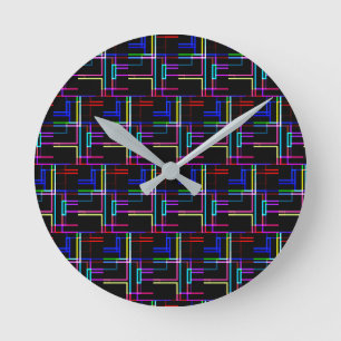 COOL Multicolored Striped Pattern Round Clock