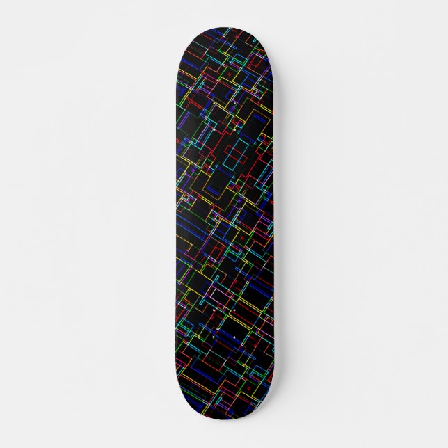 COOL Multicolored Striped Pattern Skateboard (Front)