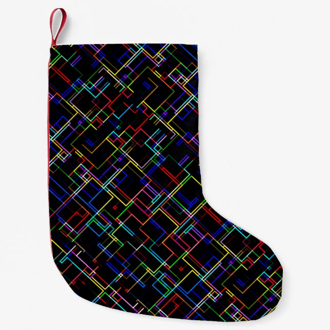 COOL Multicolored Striped Pattern Small Christmas Stocking (Front)