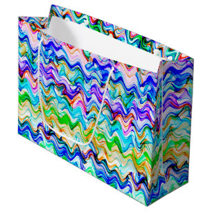 Cool Multicolored Wavy Zig Zag Pattern Large Gift Bag