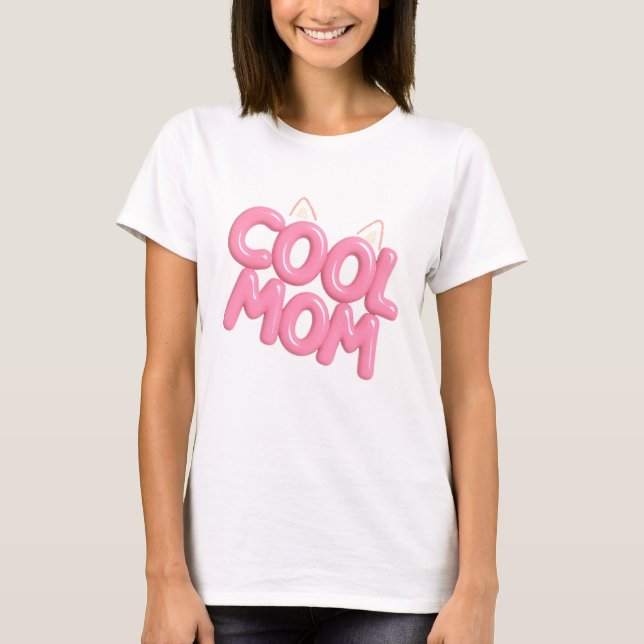 Cool Mum – Fun Cat Ear Design T-Shirt (Front)