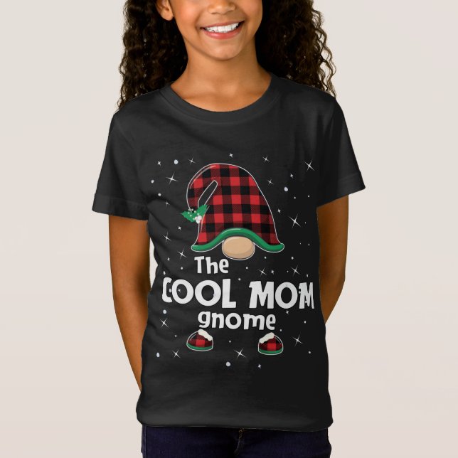 Cool Mum Gnome Buffalo Plaid Matching Christmas Gi T-Shirt (Front)