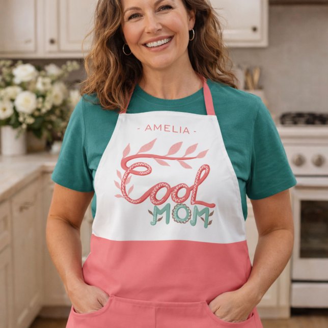 Cool Mum Hand Lettering Drawing Mother`s Day Apron (Creator Uploaded)