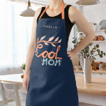 Cool Mum Hand Lettering Drawing Mother`s Day Apron<br><div class="desc">Cute Cool Mum Hand Lettering Drawing Mother`s Day Apron. Orange and pastel blue handwriting and drawing on navy blue background. Great gift for best mum for Mother`s Day,  birthday or Christmas.</div>