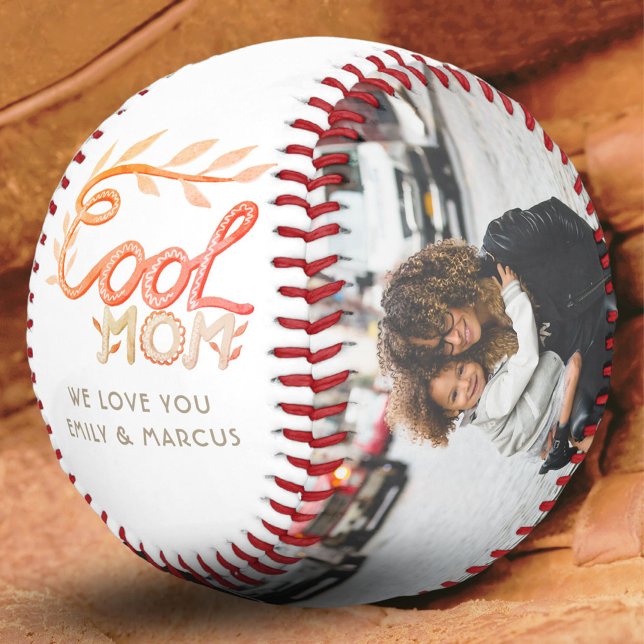 Cool Mum Hand Lettering Mother Keepsake Photo Baseball (Creator Uploaded)