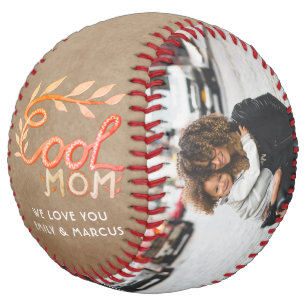 Cool Mum Hand Lettering Mother Rustic Beige Photo Softball