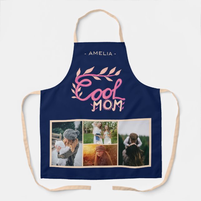 Cool Mum Hand Lettering Mother`s Day 4 Photo Apron (Front)