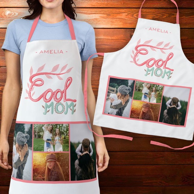 Cool Mum Hand Lettering Mother`s Day 4 Photo Apron (Creator Uploaded)