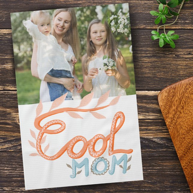 Cool Mum Hand Lettering Mother`s Day Photo Tea Towel (Creator Uploaded)