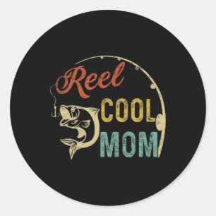Cool Mum Mama Mummy Fishing Fathers Day Vintage Te Classic Round Sticker
