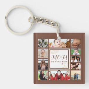 Cool Mum We Love You Photo Collage Keychain