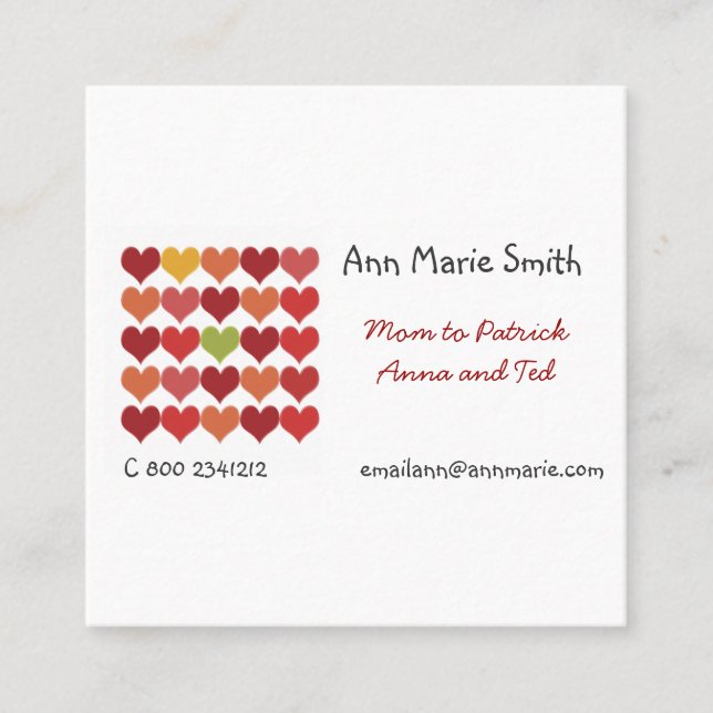 Cool mummy  Festival Cute Red Hearts Pattern Calling Card (Front)