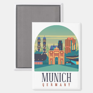 Cool Munich Germany Vintage Travel Magnet