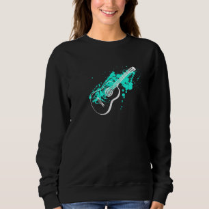Cool Music Acoustic Guitar Paint Splatter Art Sweatshirt