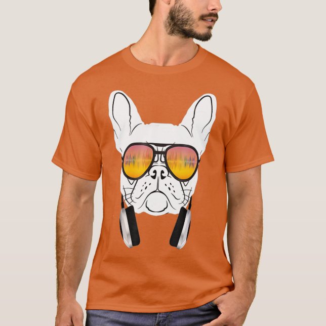 Cool Music DJ French Bulldog  for Dog Lovers T-Shirt (Front)