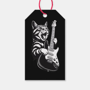 Cool Music Love   Rock Cat Playing Electric Guitar Gift Tags