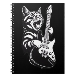 Cool Music Love   Rock Cat Playing Electric Guitar Notebook