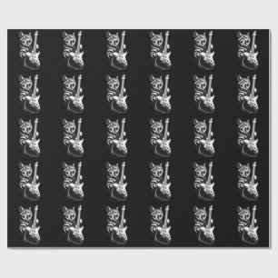 Cool Music Love   Rock Cat Playing Electric Guitar Wrapping Paper