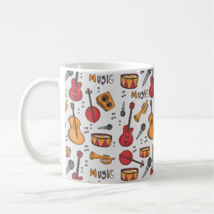 Cool Music Themed Banjo Drums Guitar Violin More Coffee Mug