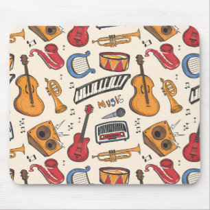 Cool Music Themed Piano Drums Guitar Violin More Mouse Pad
