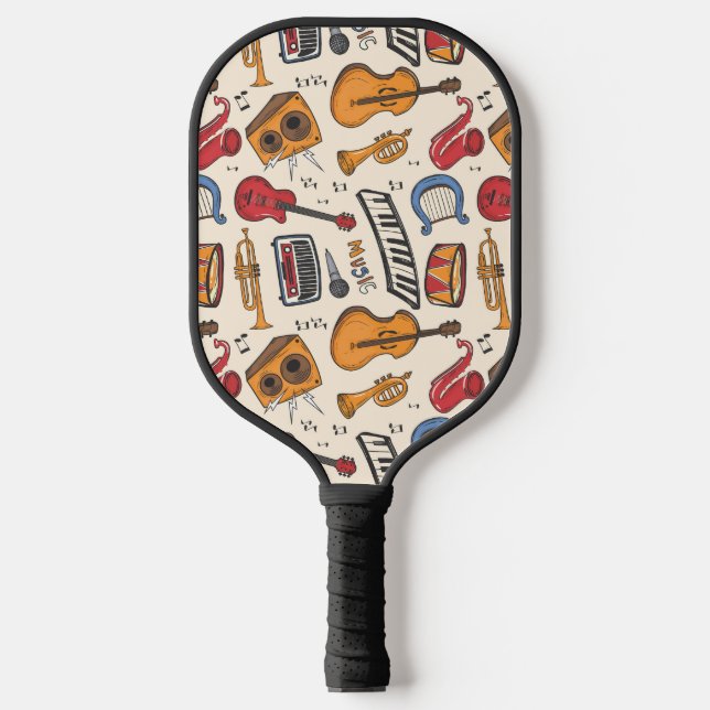 Cool Music Themed Piano Drums Guitar Violin More Pickleball Paddle (Front)