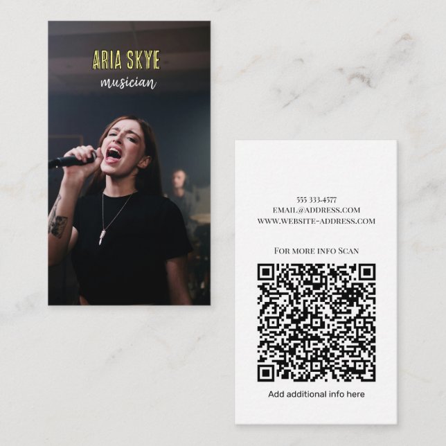 Cool Musician & Songwriter Add Photo Business Card (Front/Back)