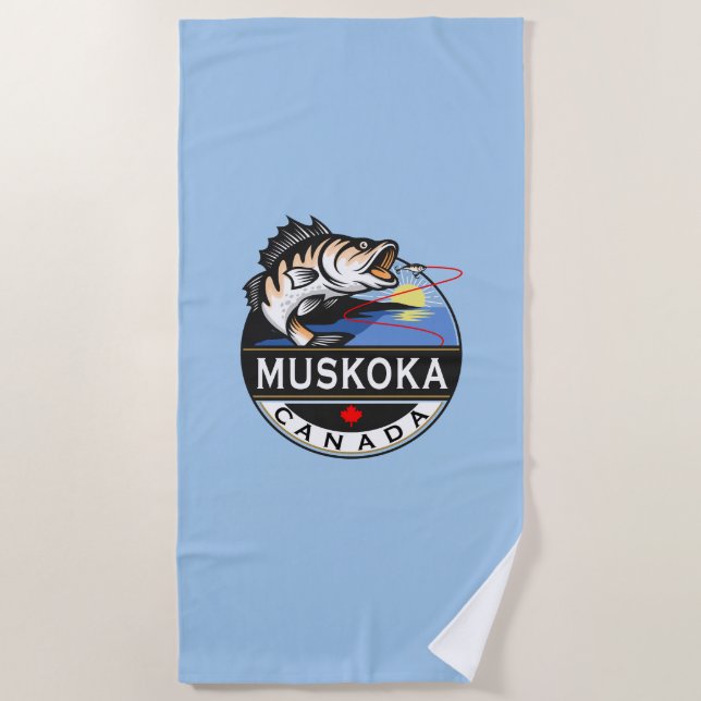 Cool Muskoka Canada Fishing Outdoors Crest Beach Towel (Front)