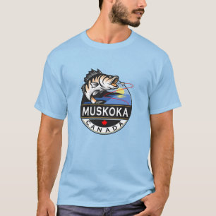 Cool Muskoka Canada Fishing Outdoors Crest T-Shirt