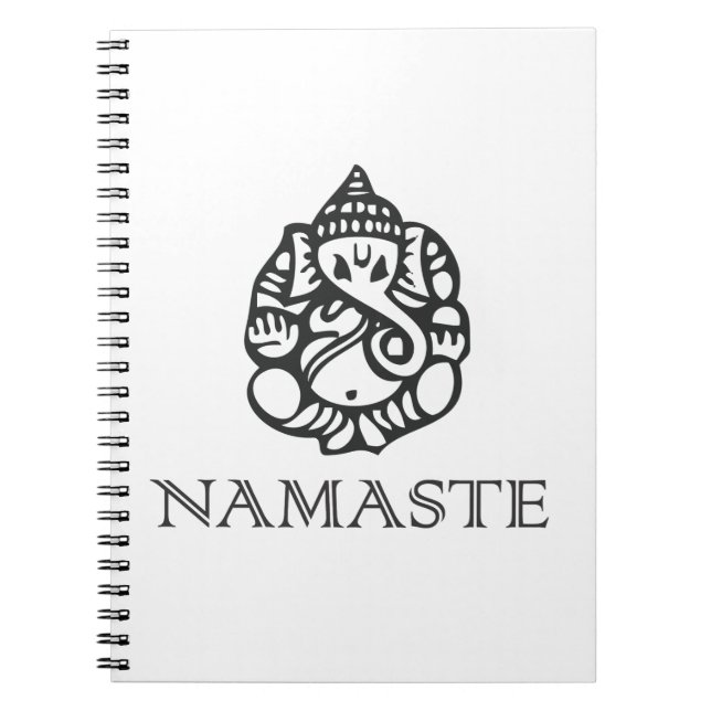 Cool Namaste Ganesh Design B/W Notebook (Front)