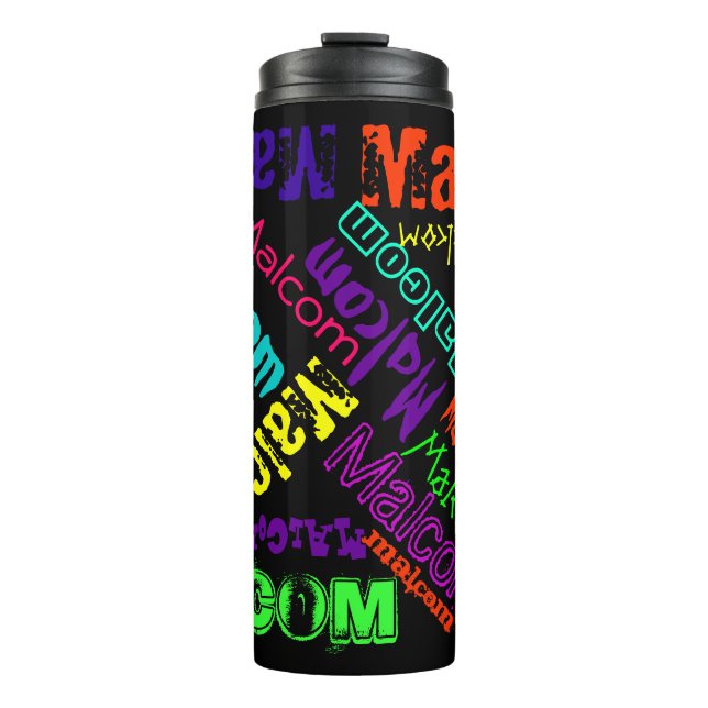 Cool Name Collage Modern Typography Custom Thermal Tumbler (Front)