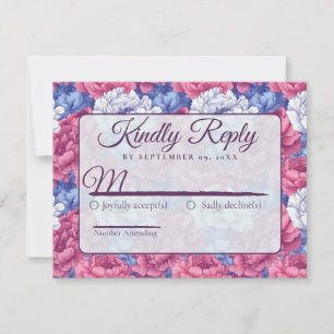 Cool Nature Peonies Flower Wedding RSVP Card