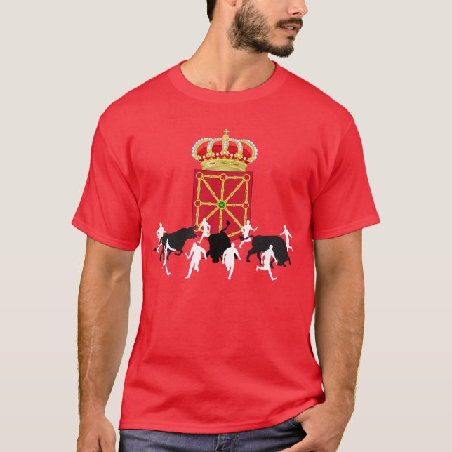 Cool Navarre Flag San Fermin, Pamplona, design, T-Shirt (Front)