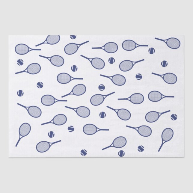 Cool Navy Blue Retro Tennis Racquets Pattern Tissue Paper (Front)