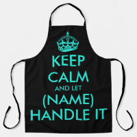 Cool neon blue and black keep calm barbecue apron