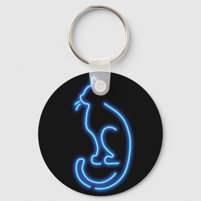 Cool Neon Cat Key Ring (Front)