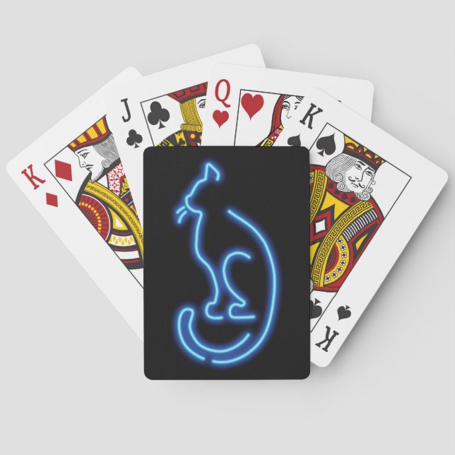 Cool Neon Cat Playing Cards (Back)