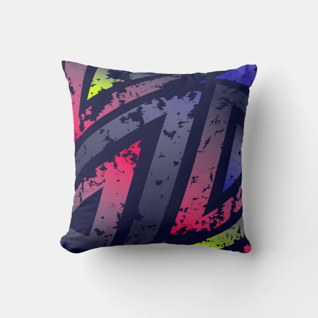 Cool Neon Coloured Triangles Background Cushion (Front)