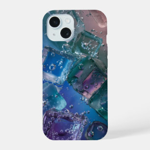 Cool Neon Ice Cubes Crystal Blue Purple iPhone Cas 15 Case