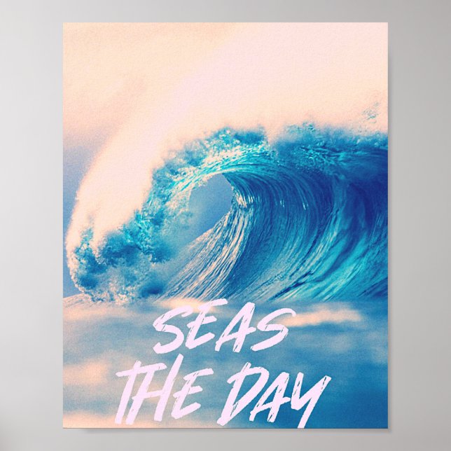 Cool Neon Wave Seas The Day Print (Front)