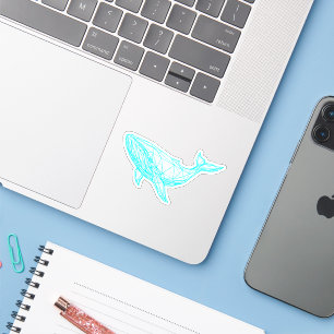 Cool Neon Whale Cyberpunk Sticker