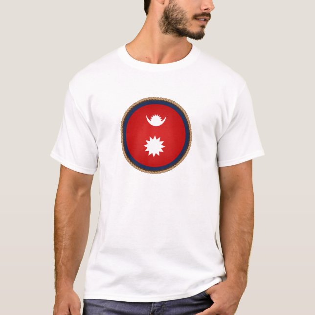 Cool Nepal Flag Seal T-Shirt (Front)