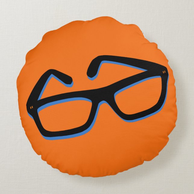 Cool Nerd Glasses Round Cushion (Back)