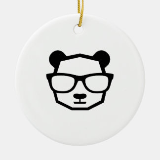 Cool Nerd Panda Geometric Icon Ceramic Tree Decoration